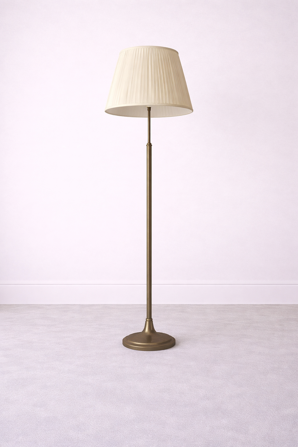 Lot 481: * Brass Adjustable Standard Floor Lamp – Cream Pleated Shade