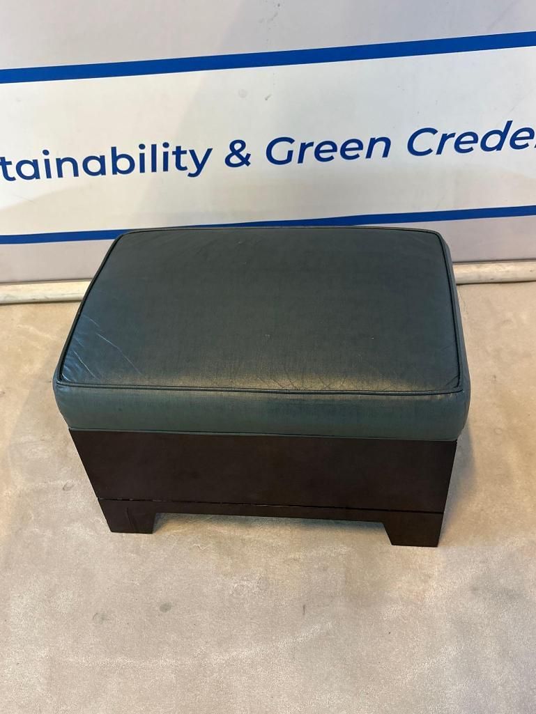 Lot 595: * Rectangular Racing Green Leather Ottoman