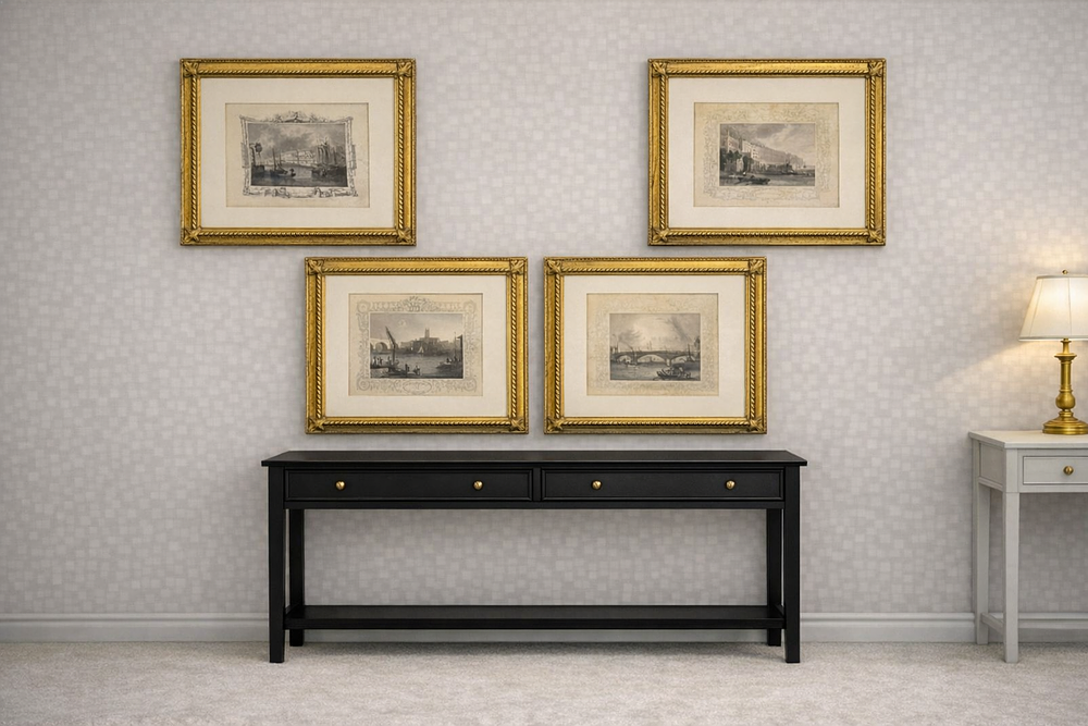 Lot 634: * Set of Four Framed Prints — London Landmarks After William Tombleson