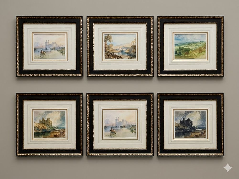Lot 637: * Set of Six Framed Landscape Prints — After J
