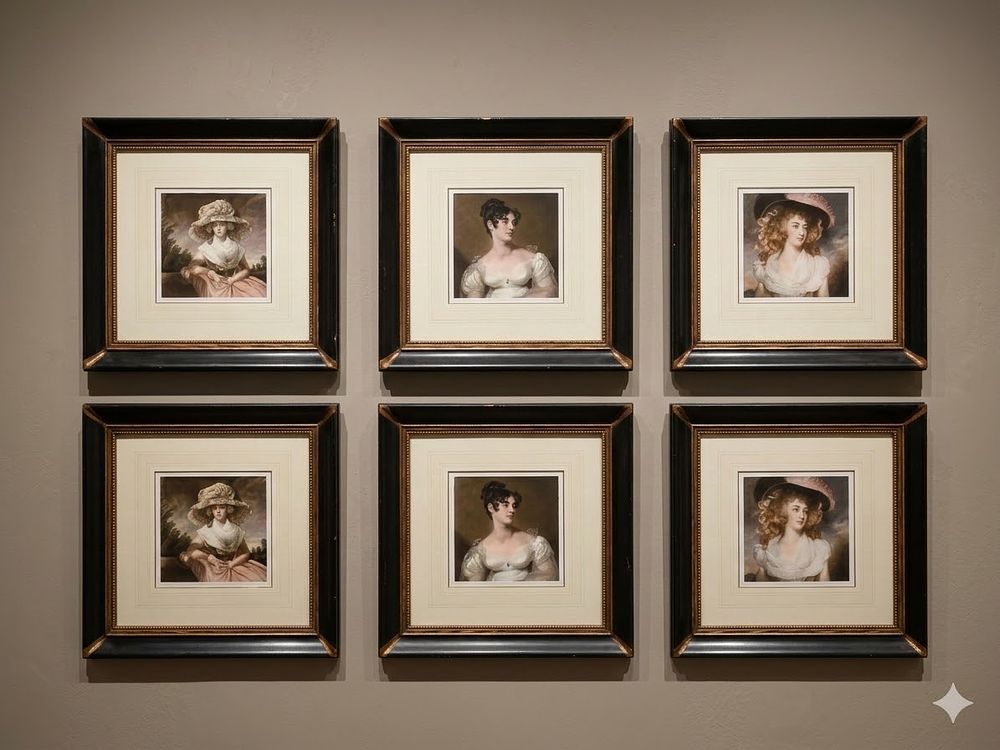 Lot 638: * Set of Six Framed Portrait Prints — After Romney and Lawrence