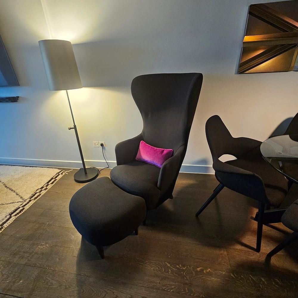 Lot 654: * Tom Dixon Wingback Chair with No Footstool — Black Tonus