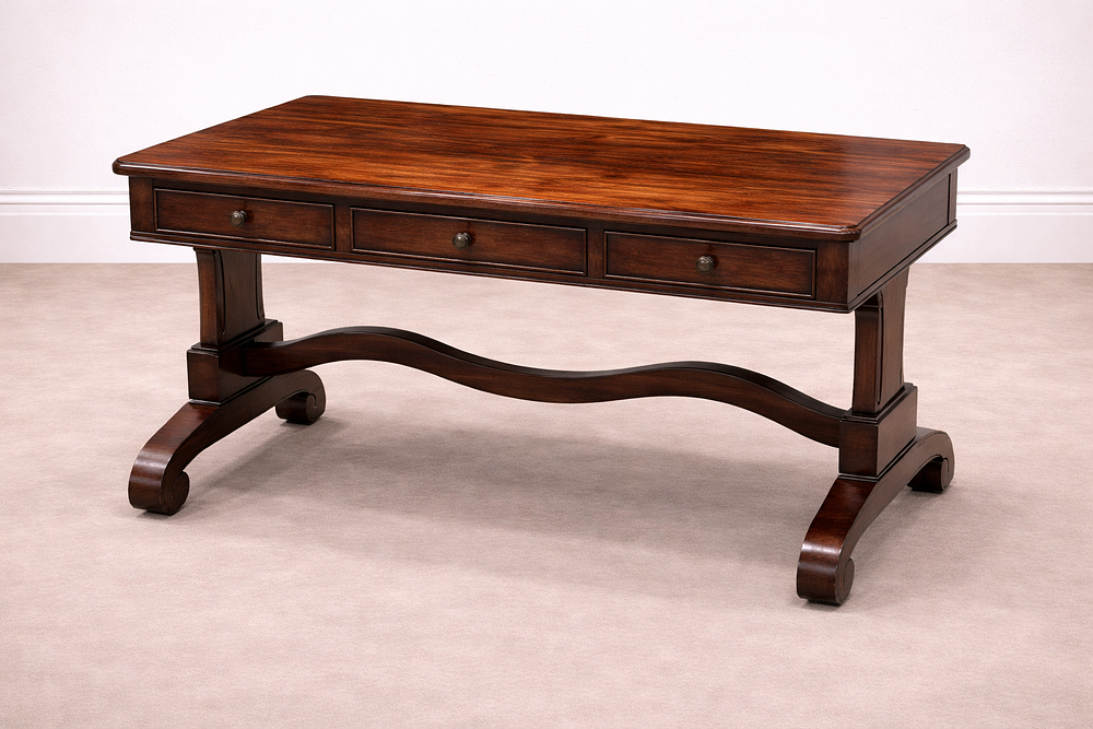 Lot 869: * William IV-style sofa table features a strikingly well-figured rosewood top