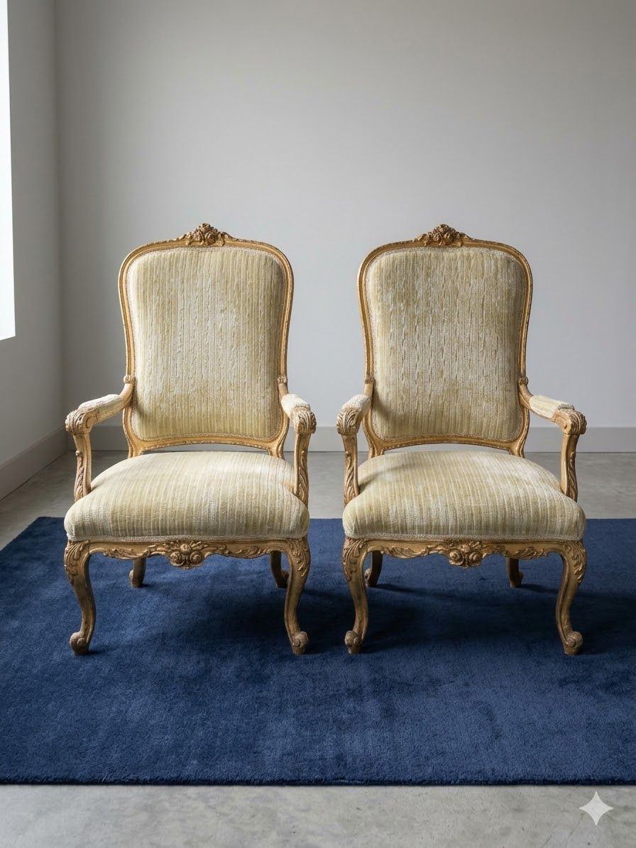 Lot 916: * Pair of Louis XV Revival style open armchairs