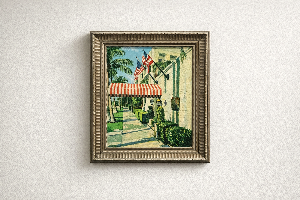 Lot 976: * Chesterfield Palm Beach Giclee Signed S Thompson Framed 27 X 32cm