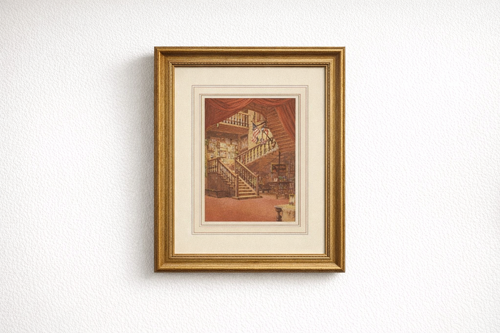 Lot 977: * A glazed and framed print captures a grand interior scene