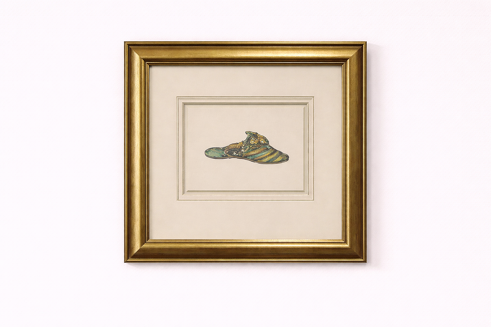 Lot 980: * Print A Single, Ornate Slipper Or Mule-Style Shoe, Rendered In
