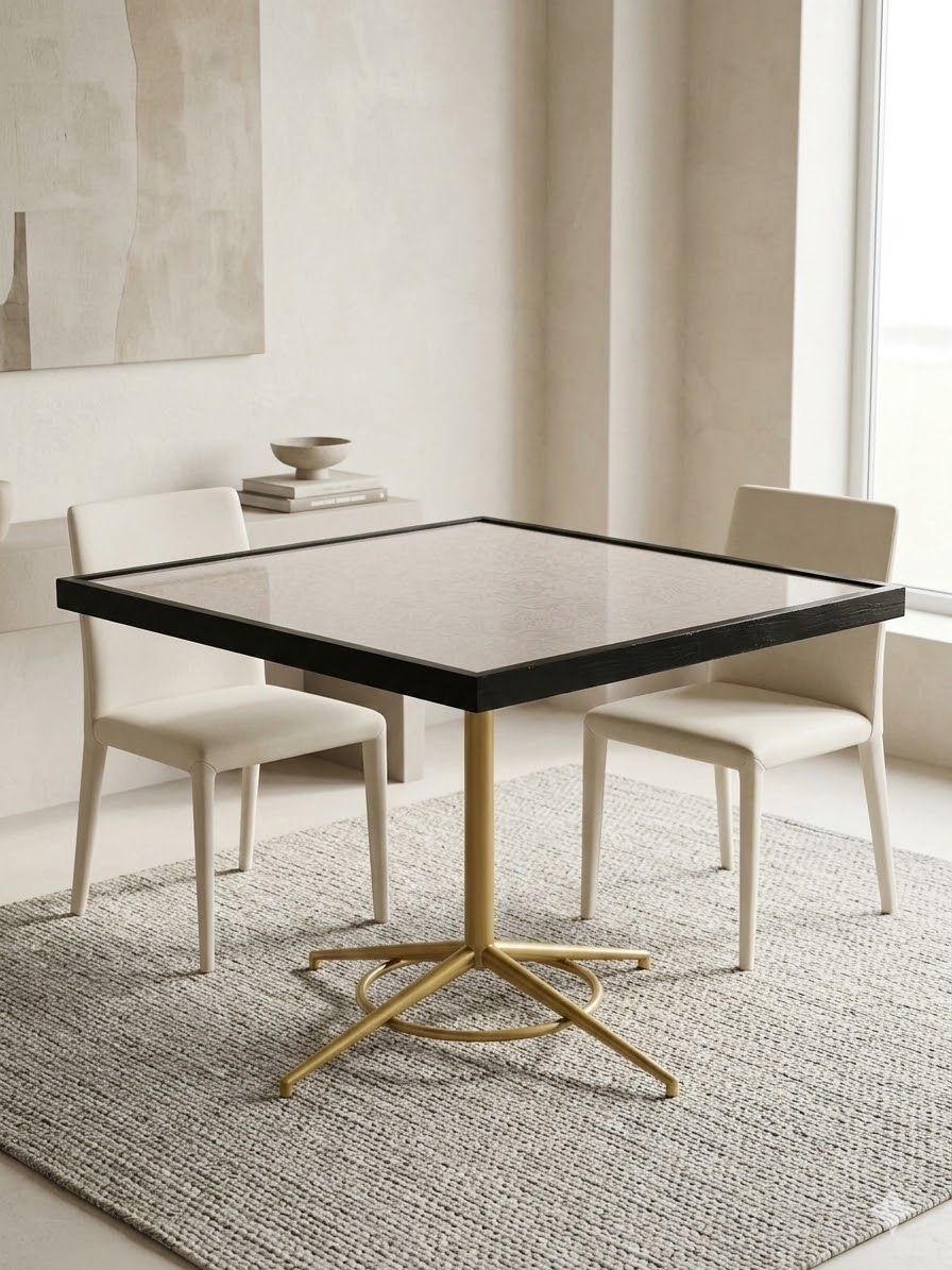 Lot 1007: * Praga Mauve Printed Glass Table by Mambo Unlimited Ideas oyster glass top black framed Metal brass