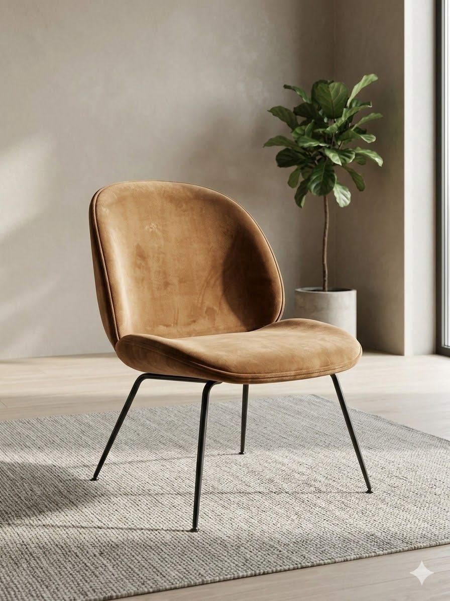 Lot 1039: * Gubi Bettle Chair Velvet Brown From design duo GamFratasi