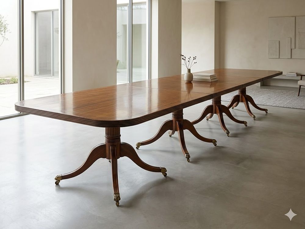 Lot 1127: * A Late 19th-Century Four-Section Mahogany Pedestal Dining Table