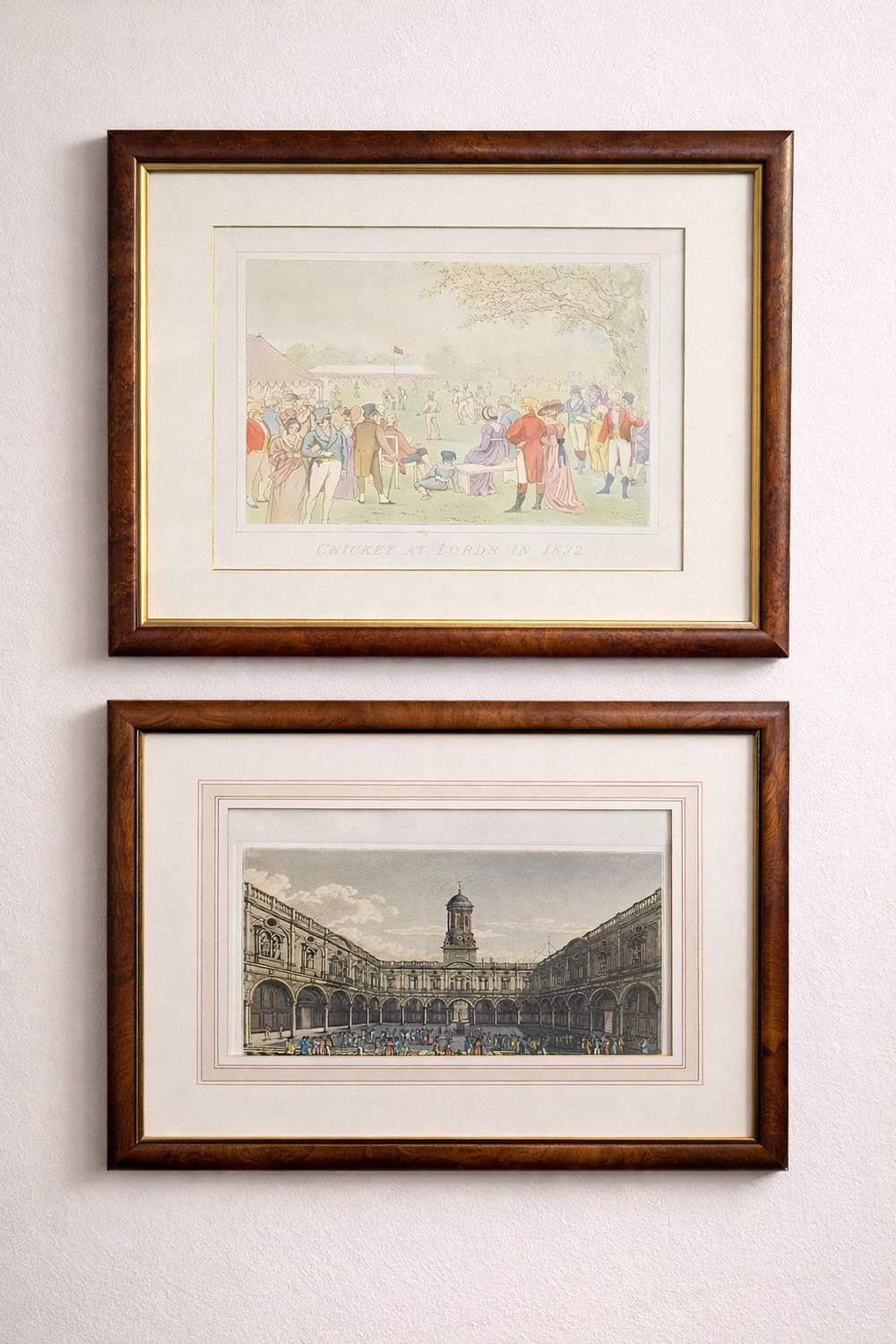 Lot 1301: * 2 x framed prints Cricket At Lord's In 1822 published by