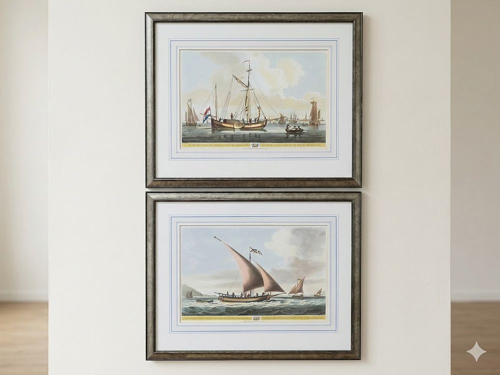 Lot 1312: * 2 x prints 1) "A Dutch Galliot with a View of Amsterdam" (or in French