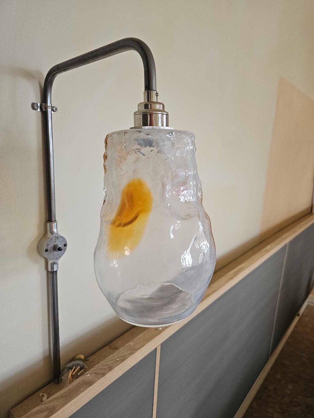 Lot 565: * A striking pair of contemporary hand-blown glass shades with a distinct organic