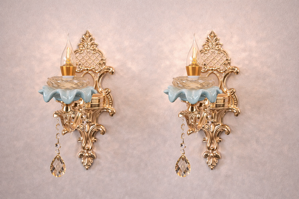 Lot 139a: * I-Lite Rococo-Style Porcelain Wall Sconces (Pair)