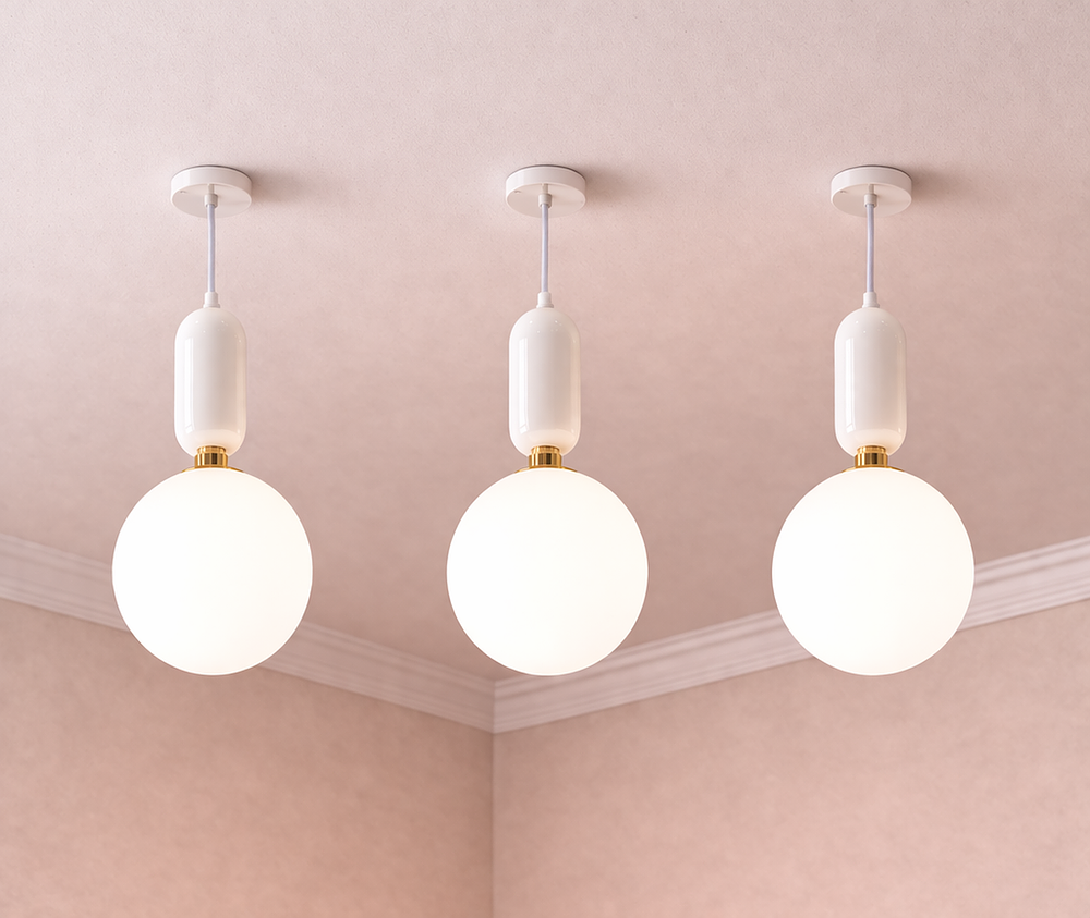 Lot 163: * 3 x I-Lite Aballs-Inspired White Pendant