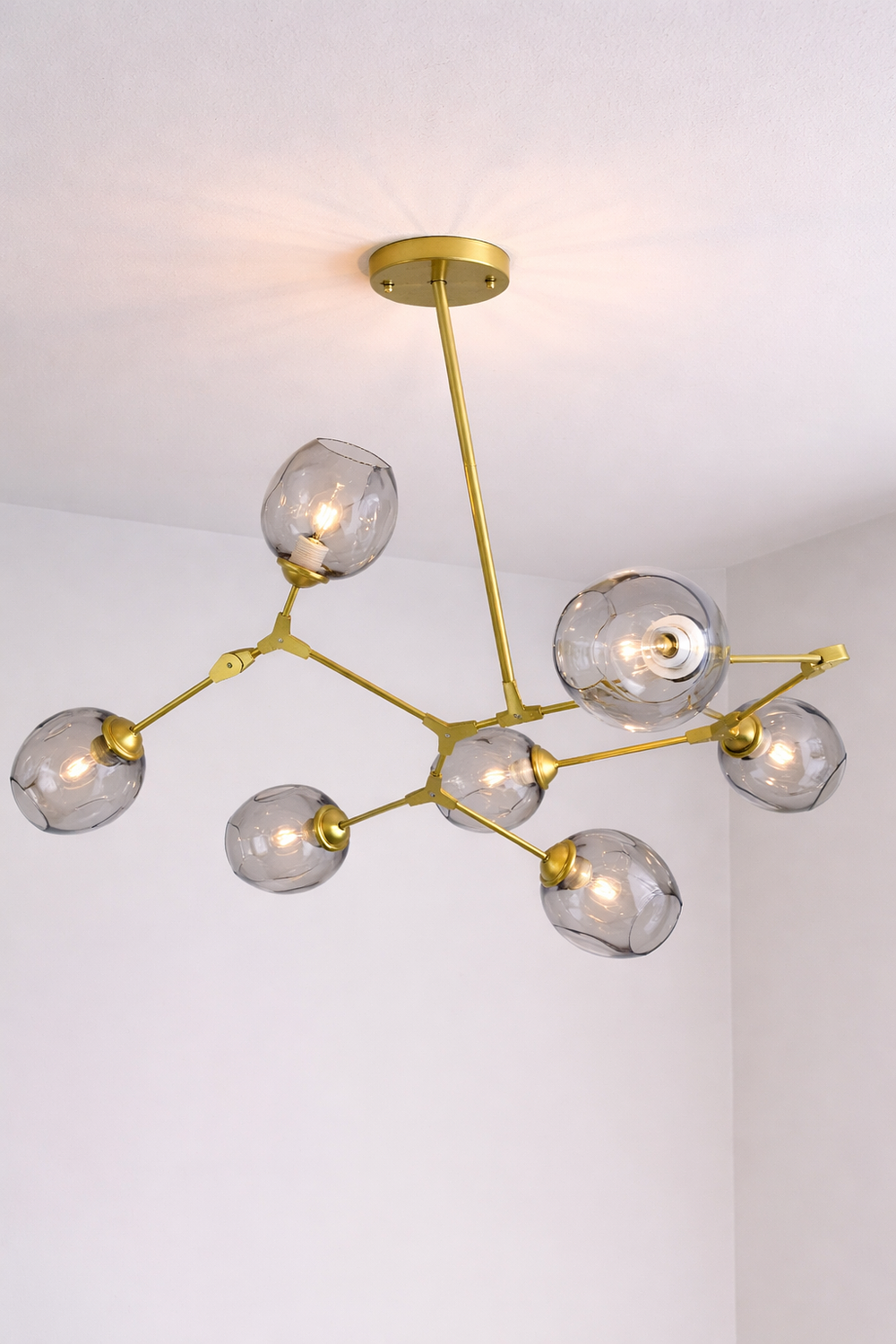 Lot 198: * I-Lite Lindisfarne-Inspired Gold and Smoked Glass Chandelier