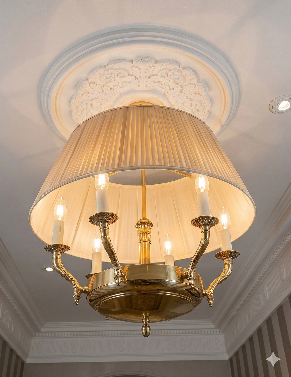 Lot 201: * Zonca Voghera Italia — Empire Bouillotte Style Six-Arm Chandelier