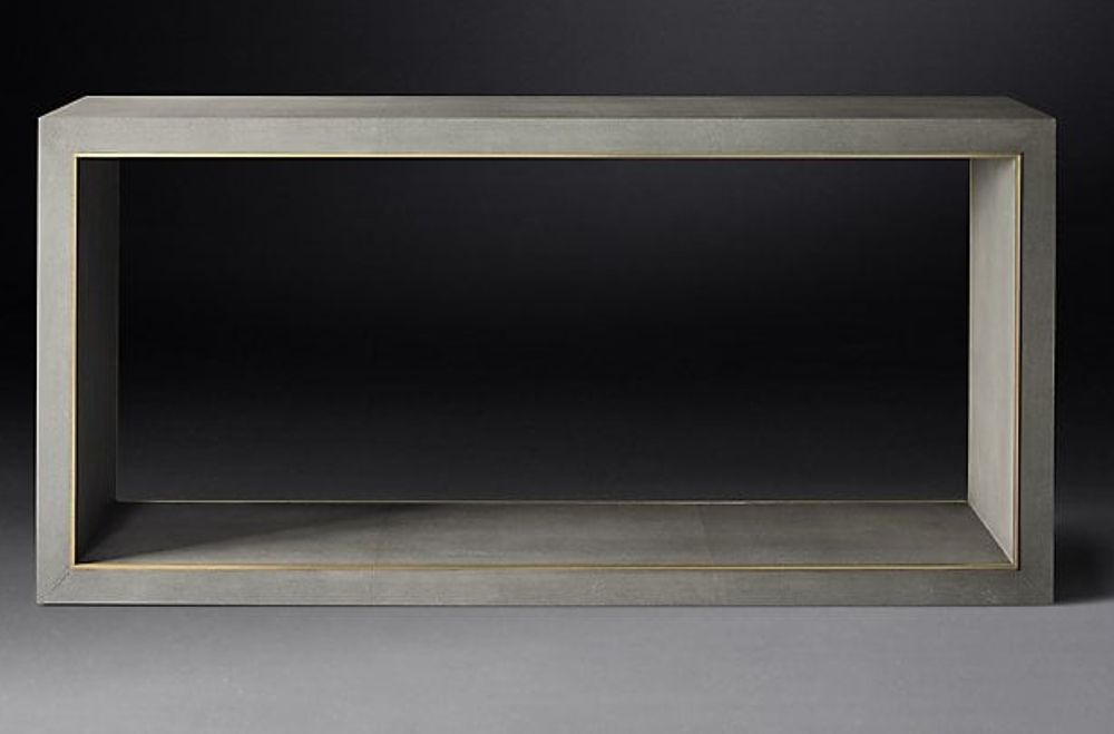 Lot 225: * Cela Grey 67 Console Table by designer Charlie Zagaroli is crafted in shagreen?embossed leather
