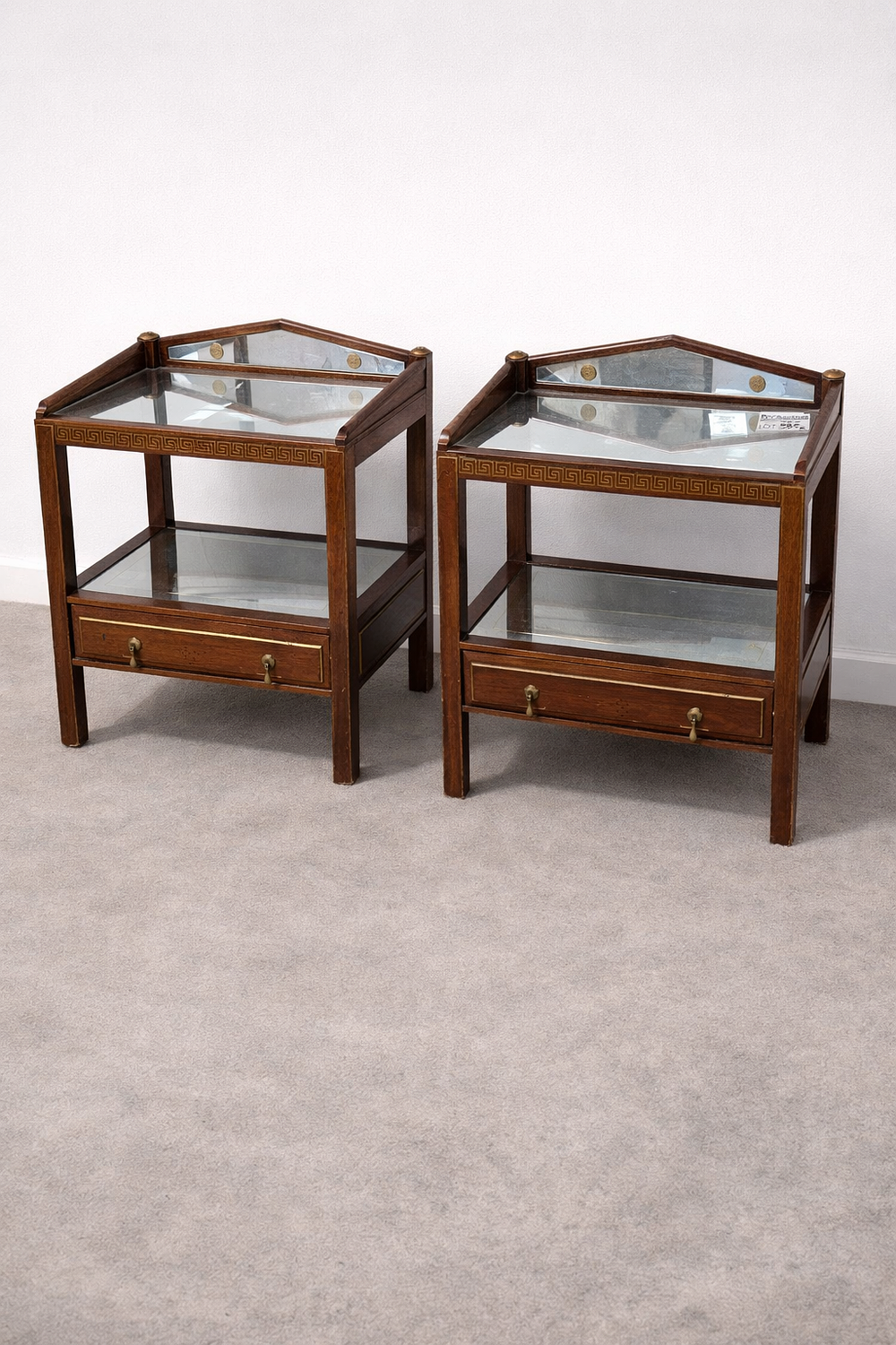 Lot 246: * A pair of mahogany nightstands