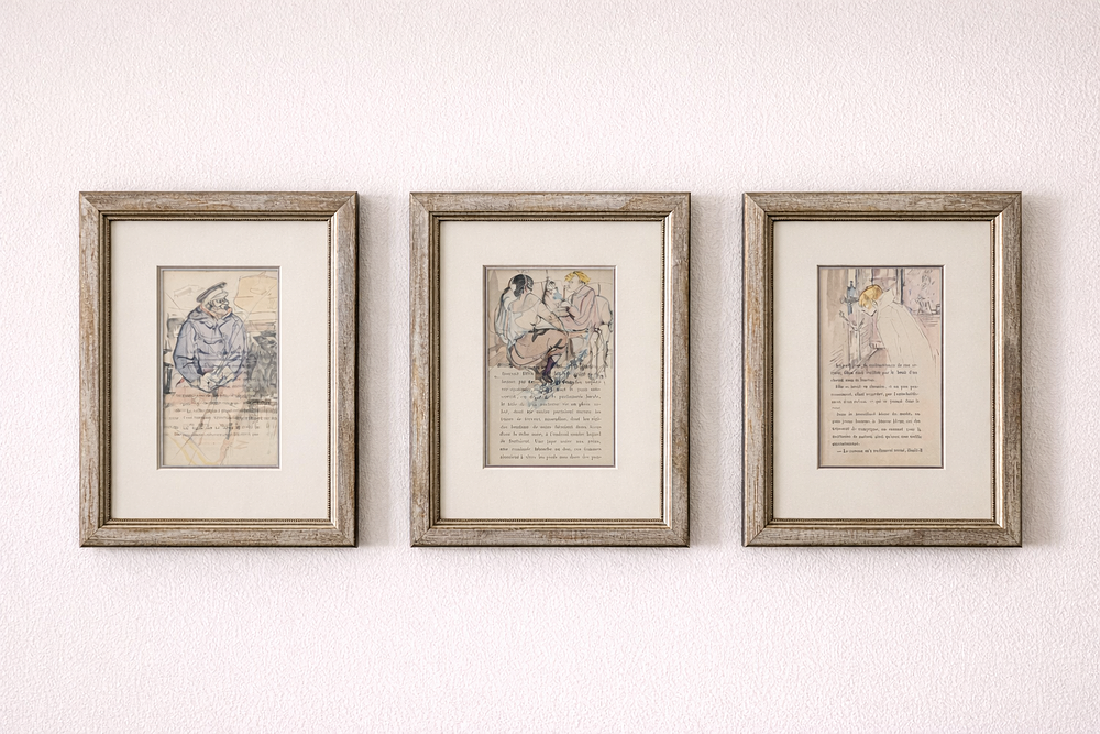 Lot 261: * A set of three framed Henri de Toulouse-Lautrec (1864-1901) print illustrations