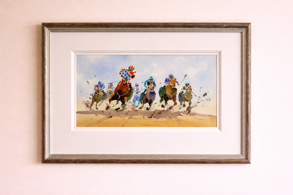 Lot 300a: * Jake Winkle (British, b.1964) At the Finish, watercolour