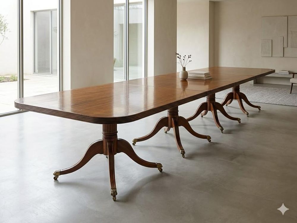 Lot 392: * Late 19th-Century Four-Section Mahogany Pedestal Dining Table