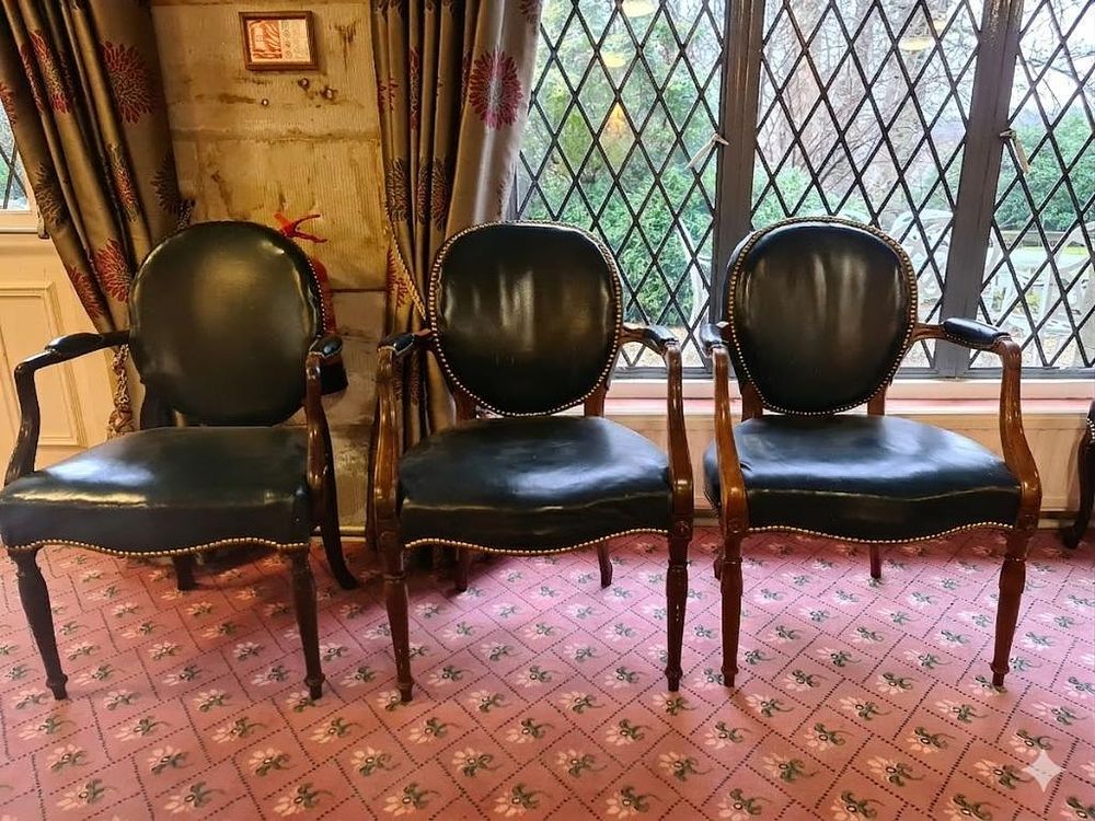 Lot 394: * Set of 3 Louis XVI Style Carver Elbow Chairs