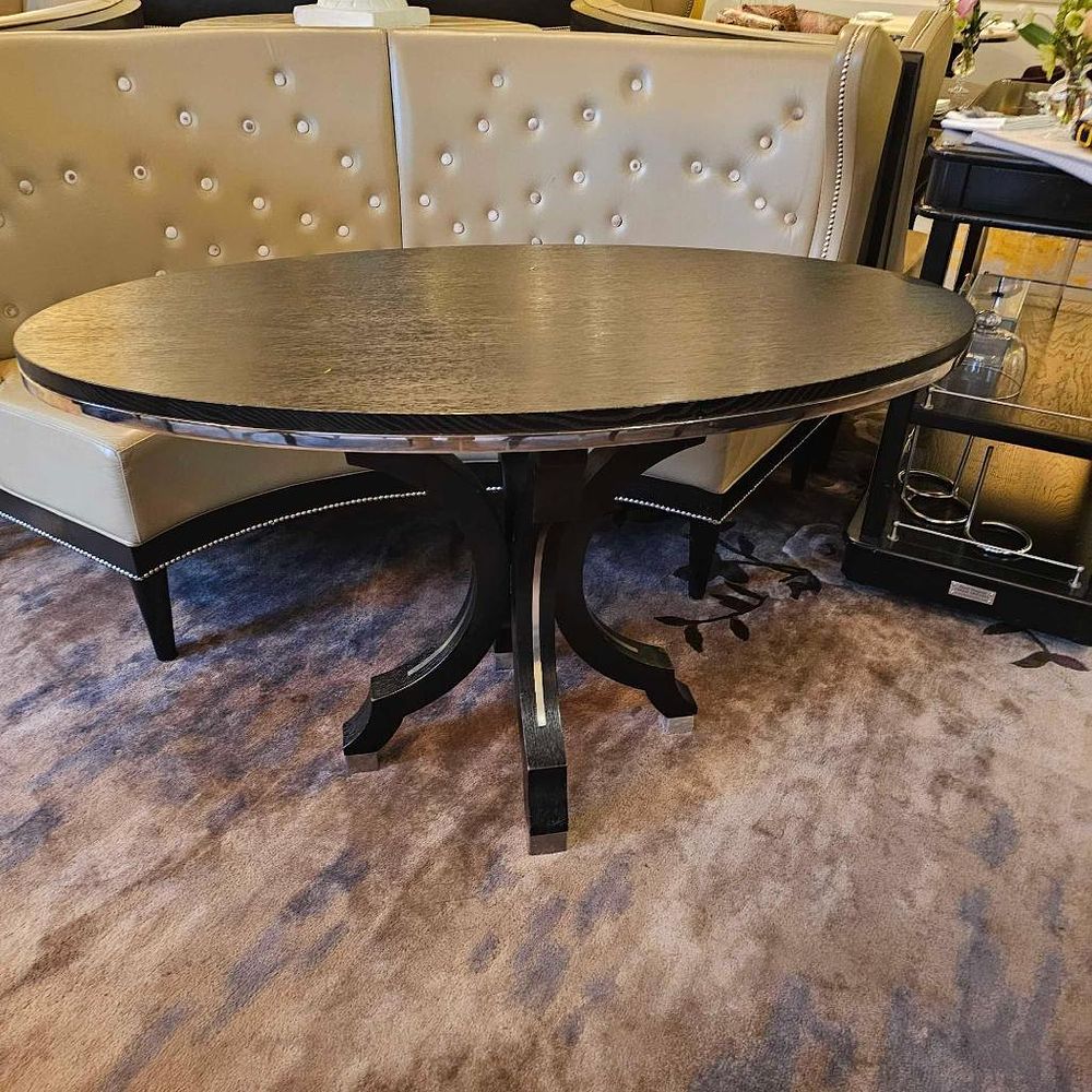 Lot 428: * 3 × Noble Russell Ovoid Dining Tables in Ebonised Oak Originally commissioned for the prestigious