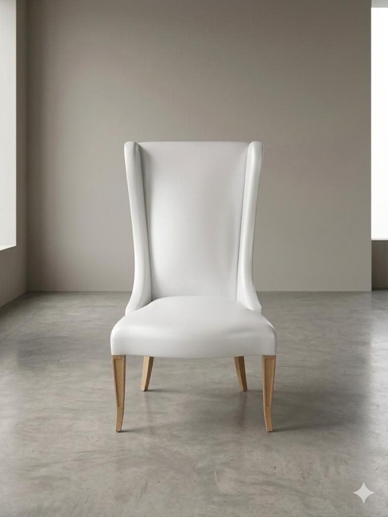 Lot 559: * Cream Leather Wingback Accent Chair