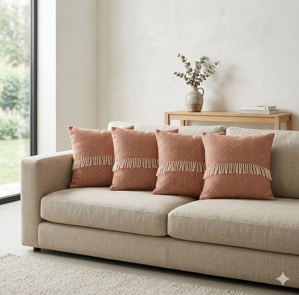 Lot 703: * 10 x Ellenvale Interiors Tia Rust Herringbone Cushion