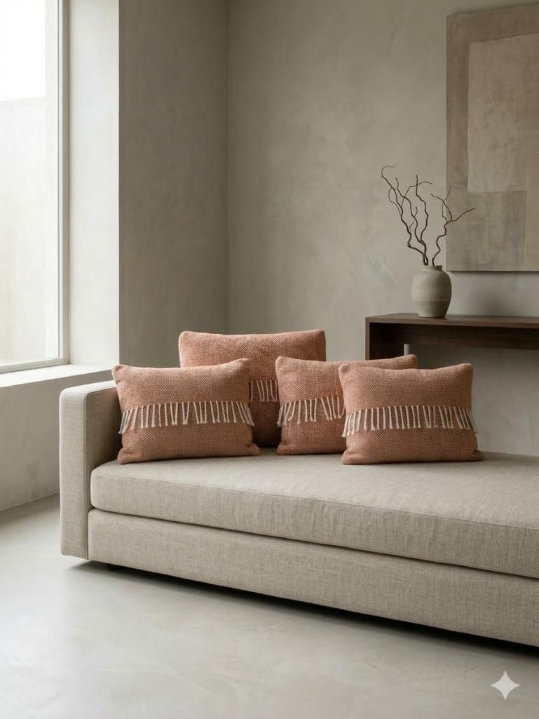 Lot 713: * 10 x Ellenvale Interiors Tia Rust Herringbone Rectangle Cushion