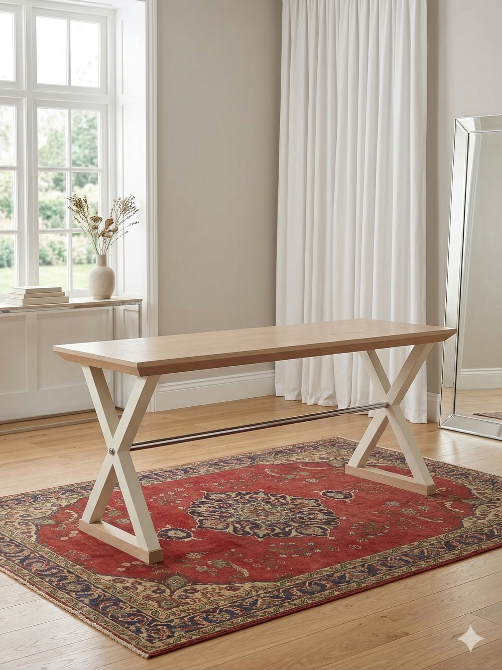 Lot 750: * A modern dining table featuring a rectangular top with a light limed-oak effect finish that