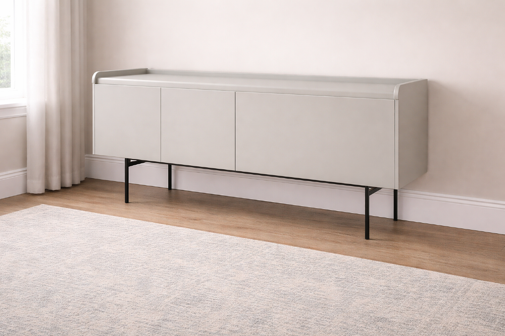 Lot 160: Pisa high gloss taupe sideboard