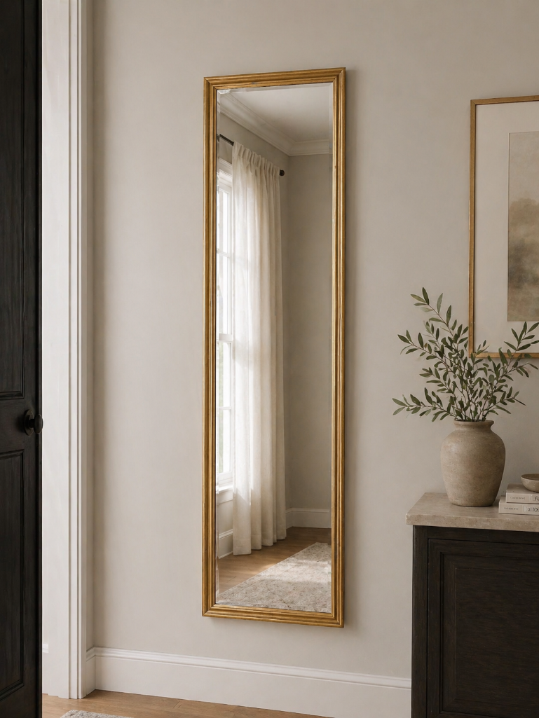 Lot 237: Full-length rectangular wall mirror