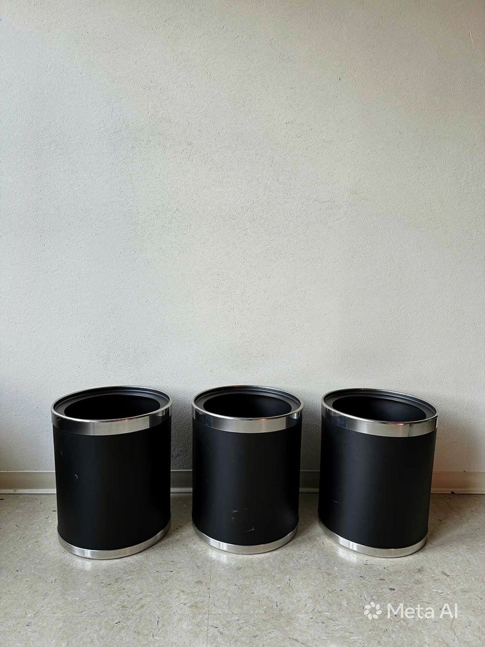 Lot 305: A set of three matching bedroom or office waste bins