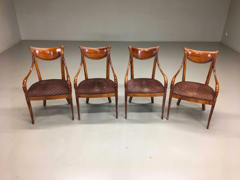 Lot 309: A set of four antique mahogany George IV style dining armchairs