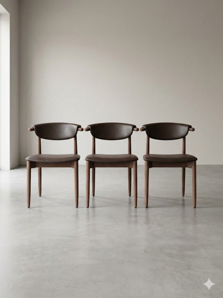 Lot 311: A suite of three mid-century vintage teak dining chairs styled in the manner of Johannes Andersen
