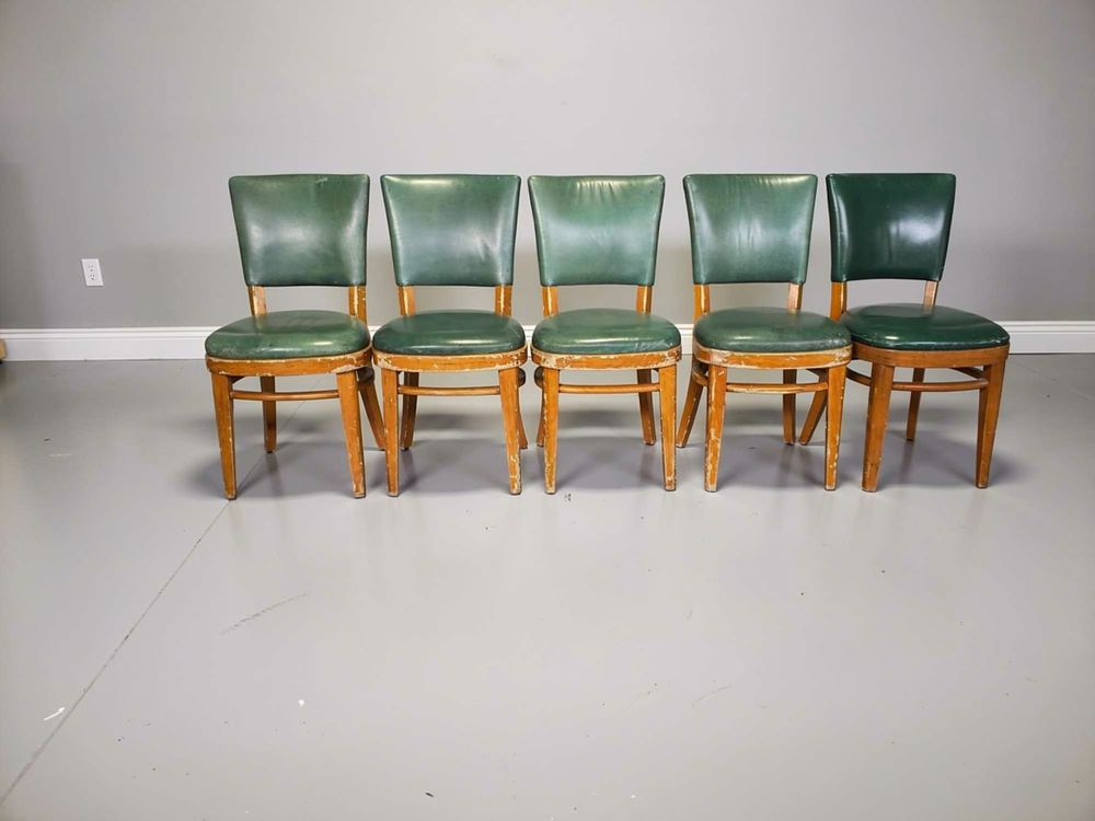 Lot 312: A set of five vintage dining or bistro chairs styled after French Art Deco designs from circa
