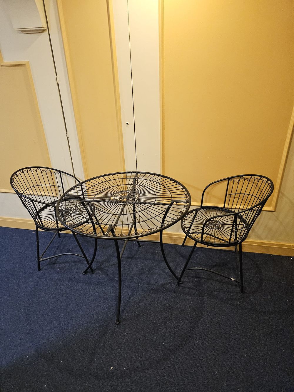 Lot 418: 3 piece garden set comprising of two chairs and a dining table