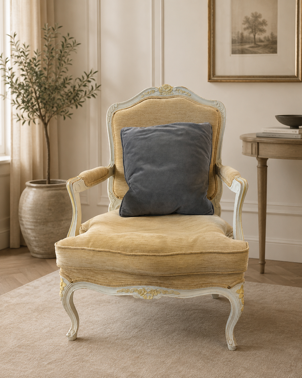 Lot 444: A Louis XV style fauteuil armchair
