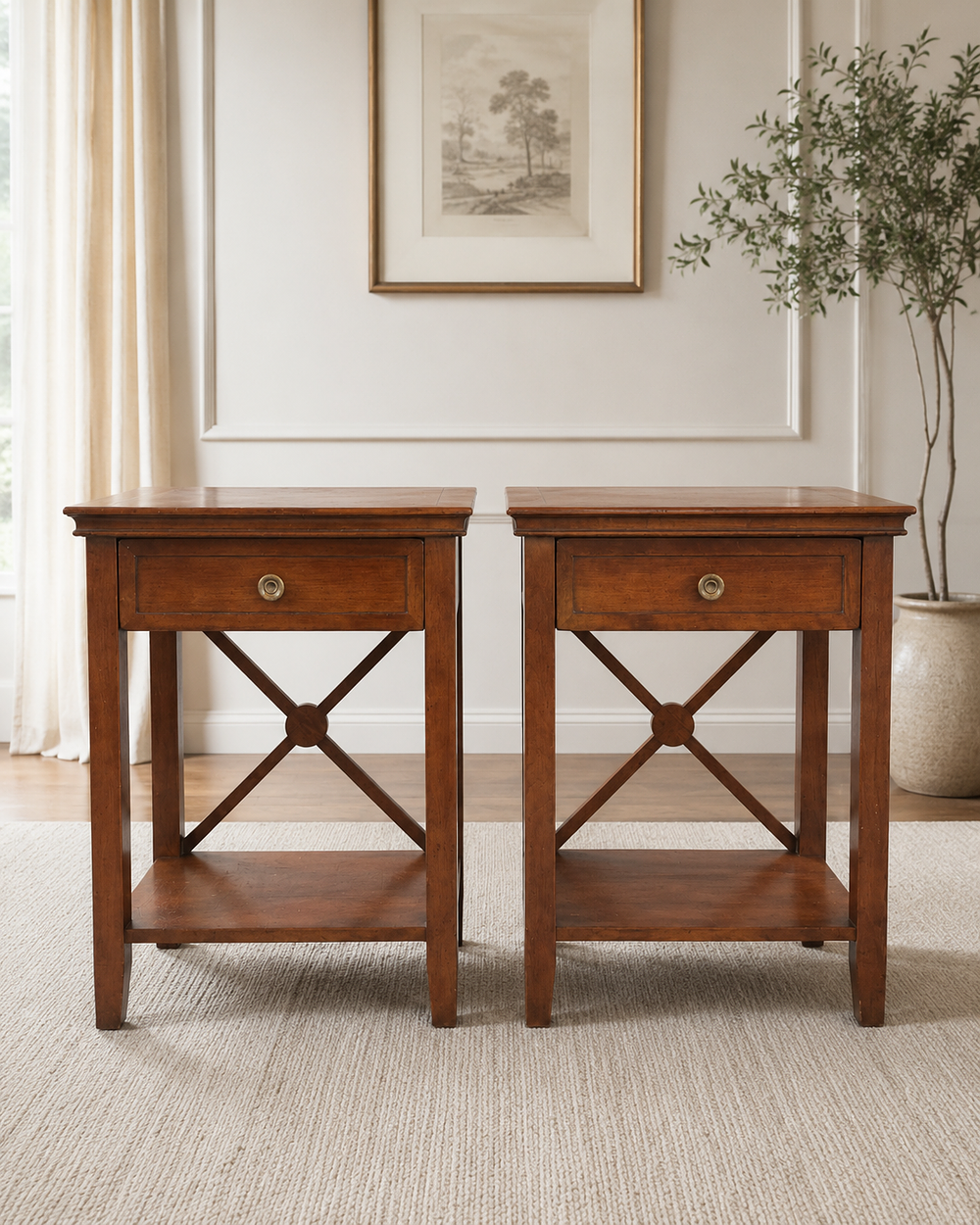 Lot 448: A pair of contemporary mahogany bedside tables