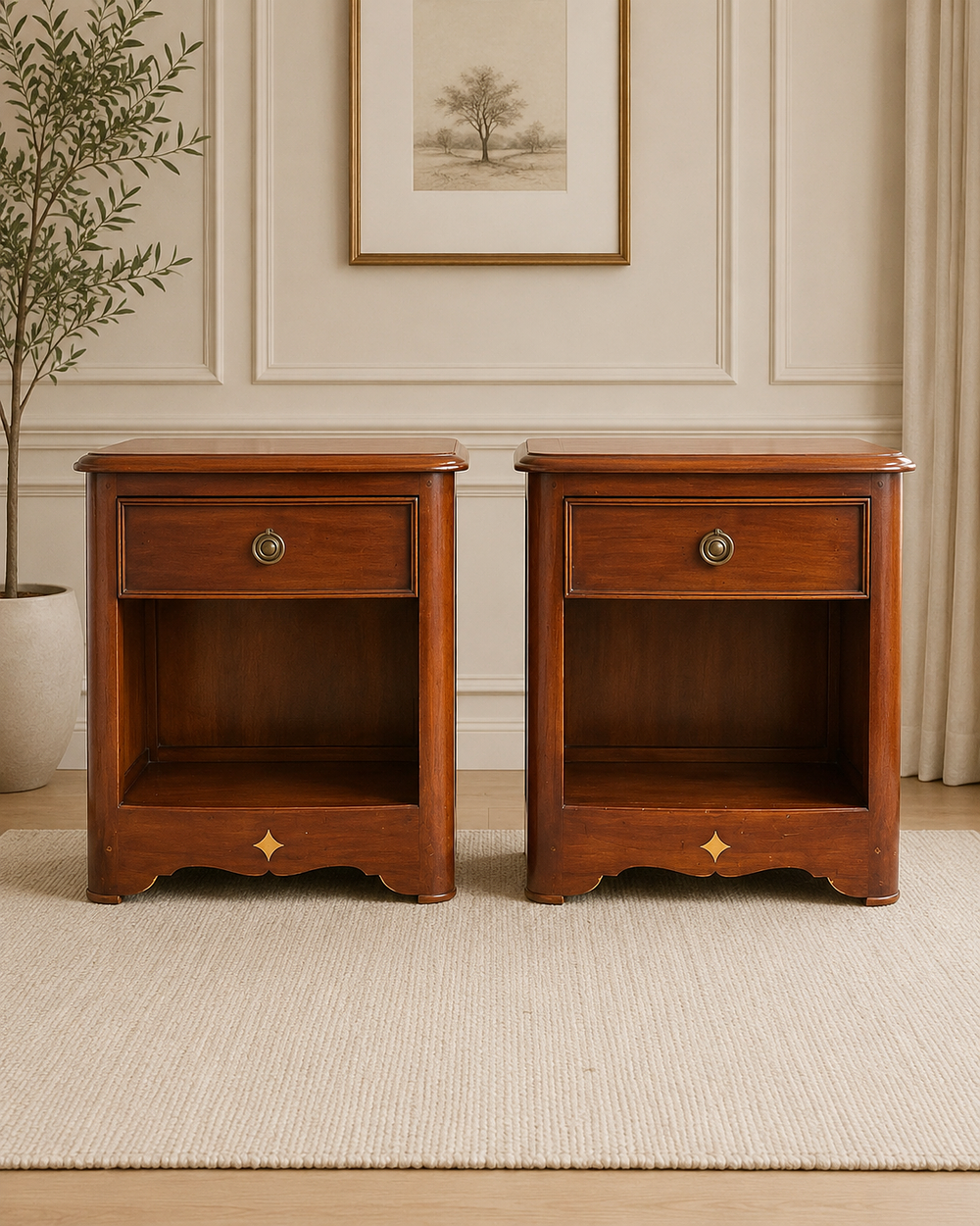 Lot 451: A pair of contemporary mahogany bedside cabinets