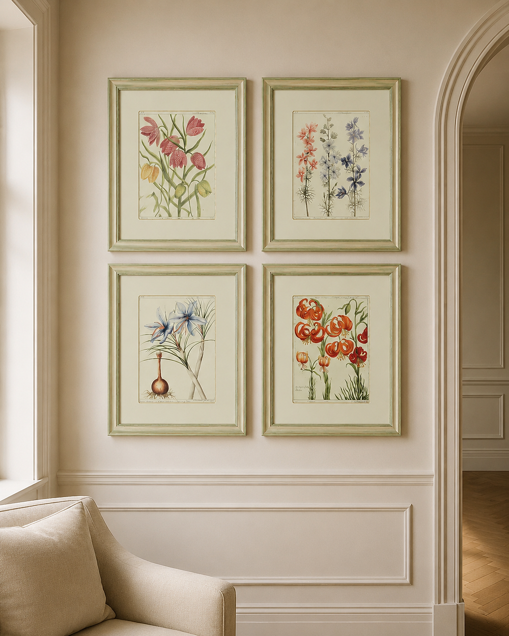 Lot 452: A set of four natural history botanical prints after antique originals