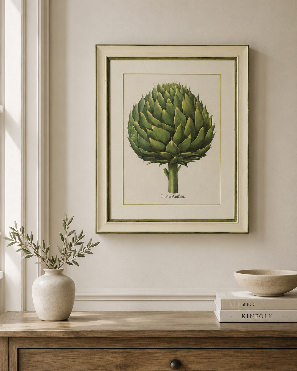 Lot 453: A large botanical study print titled Fructus Artichoki