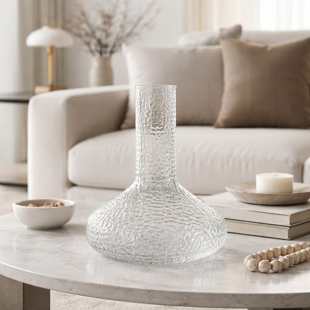 Lot 482: Textured Clear Glass Flagon Vase