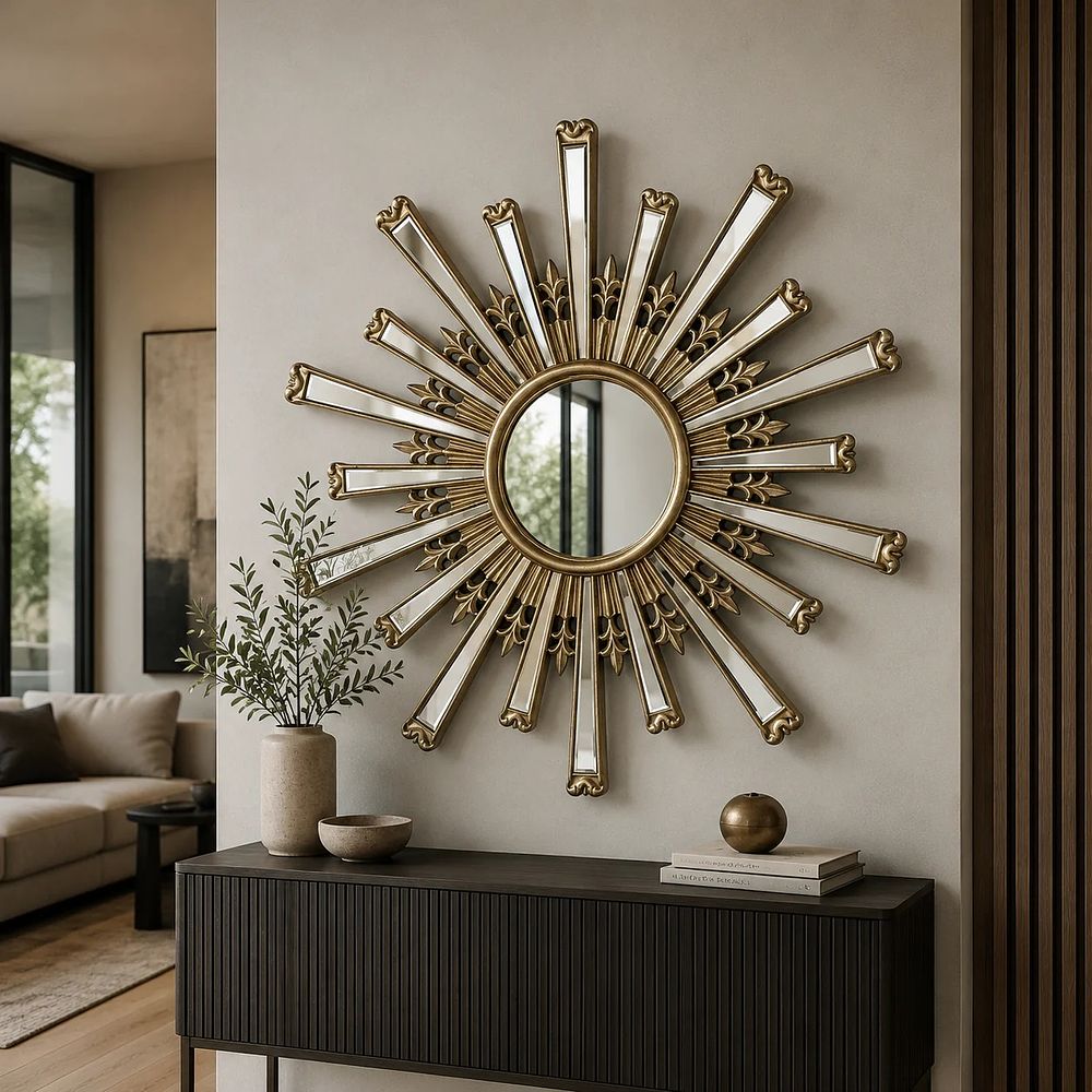 Lot 552: Bronze Effect Sunburst Mirror