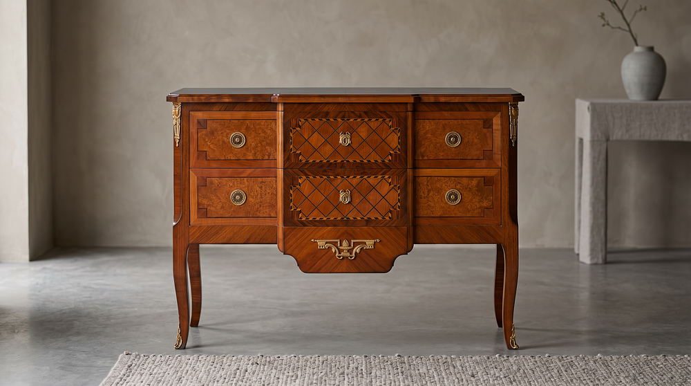 Lot 245: Commode "Gerbou" in Louis XVI Style is a sophisticated realization of Neoclassical ébénisterie
