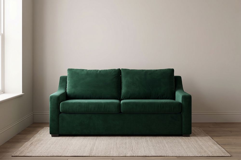 Lot 431: Kor Furniture Forest Green Luxury Velvet Upholstered Sofa Custom-manufactured to exceptional