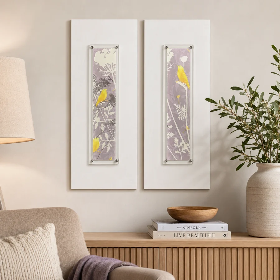 Lot 577: Robin print wall art pair Charming Robin Print Wall Art Pair