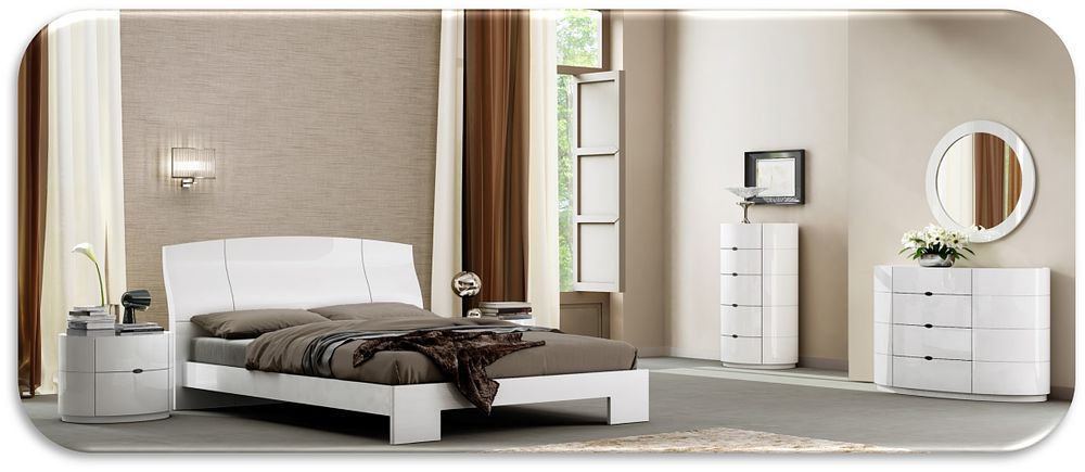 Lot 748: Lorna collection, a brand-new double bed frame expertly finished in ultra-stylish high-gloss white